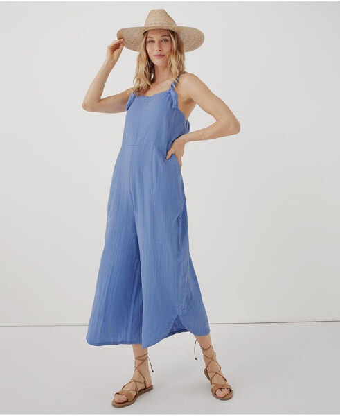 Women's Coastal Double Gauze Tie-Strap Jumpsuit