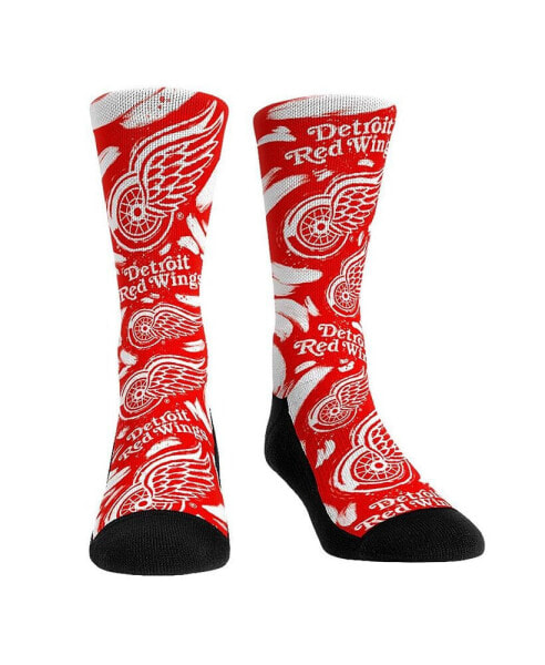 Men's and Women's Socks Detroit Red Wings Allover Logo and Paint Crew Socks