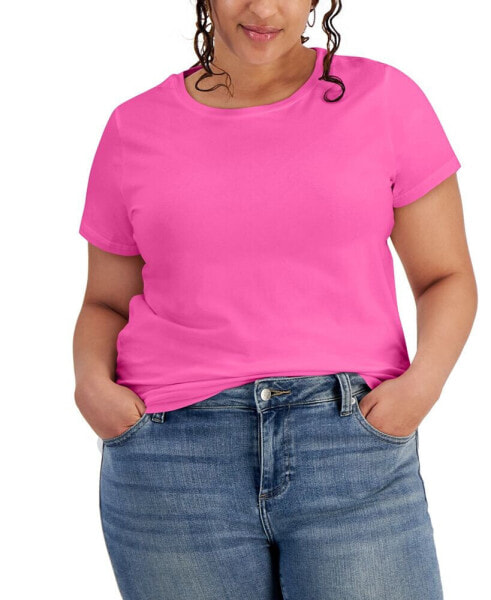 Plus Size Basic Crewneck Short-Sleeve T-Shirt