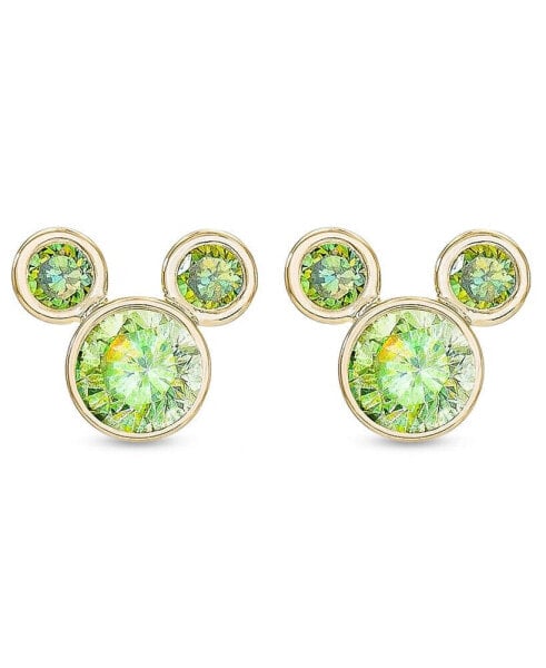 Children's Cubic Zirconia Birthstone Mickey Mouse Stud Earrings in 14k Gold