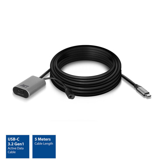 ACT AC7060 USB-C Extension Signal Booster cable - 5 meters - 5 m - USB C - USB C - USB 3.2 Gen 1 (3.1 Gen 1) - 5000 Mbit/s - Black