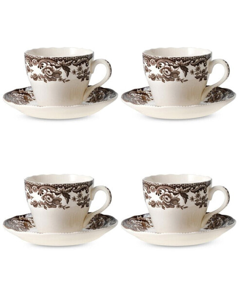 Delamere Teacup & Saucer, Set of 4