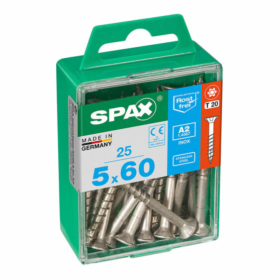 Коробка винтов SPAX 4197000500602 5 х 60 мм (25 шт) нержавеющая сталь Плоская головка