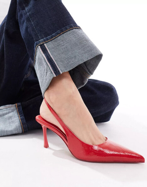 Simmi London Lissa pointed slingback heeled shoe in Red