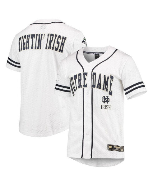 Men's White Notre Dame Fighting Irish Free Spirited Mesh Button-Up Baseball Jersey