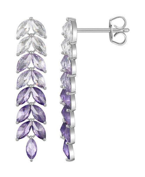 Cubic Zirconia Leaf Drop Earrings