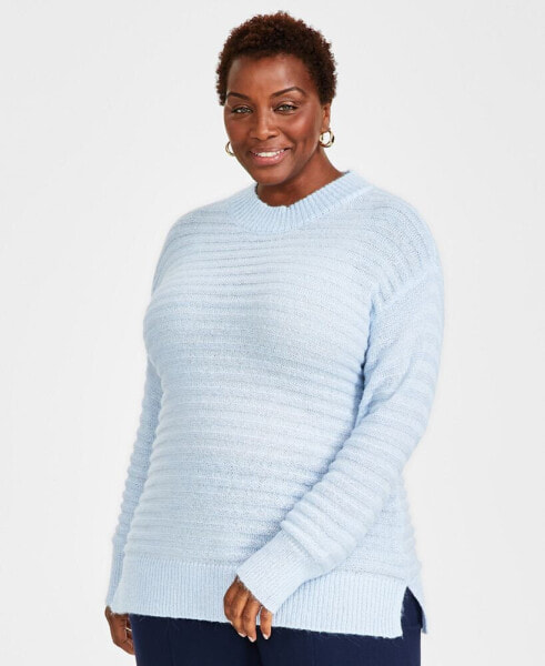 Plus Size Striped Tunic Sweater, Created for Macy's