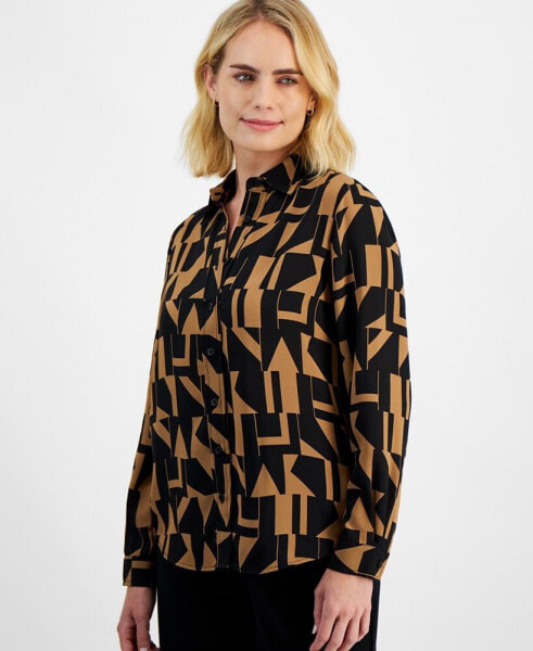 Petite Geometric-Print Shirt