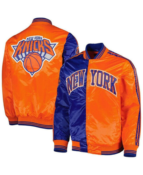 Men's Blue, Orange New York Knicks Fast Break Satin Full-Snap Jacket