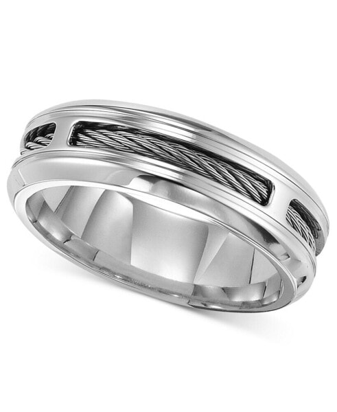 Men's Stainless Steel Ring, Comfort Fit Cable Wedding Band
