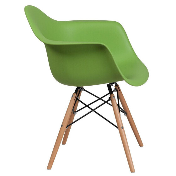Alonza Series Green Plastic Chair With Wood Base