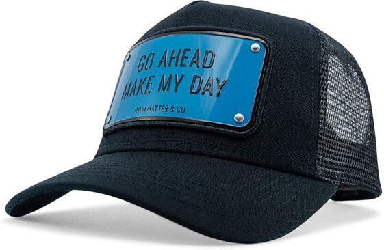 Мужская бейсболка черная с логотипом John Hatter & Co Go Ahead Make My Day Black Adjustable Cap