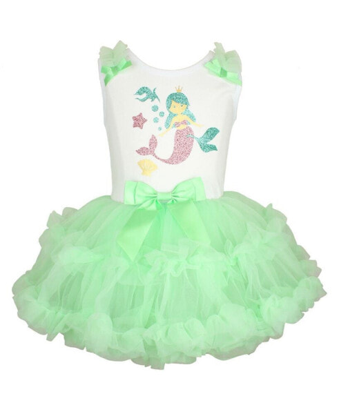 Toddler Girls Mermaid, Sea Creatures Ruffle Dress with Tutu Skirt