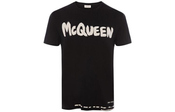 Alexander McQueen 平纹针织短袖T恤 男款 黑色 送礼推荐 / Футболка Alexander McQueen T 622104QPZ570901