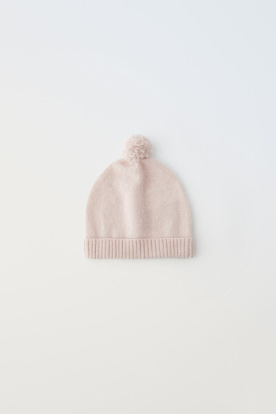 100% cashmere beanie with pompom