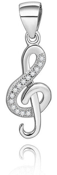 Silver pendant with zircons Treble clef AGH591
