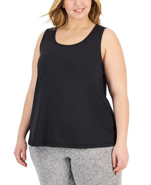 Plus Size Solid Essentials Crewneck Tank Top, Created for Macy's