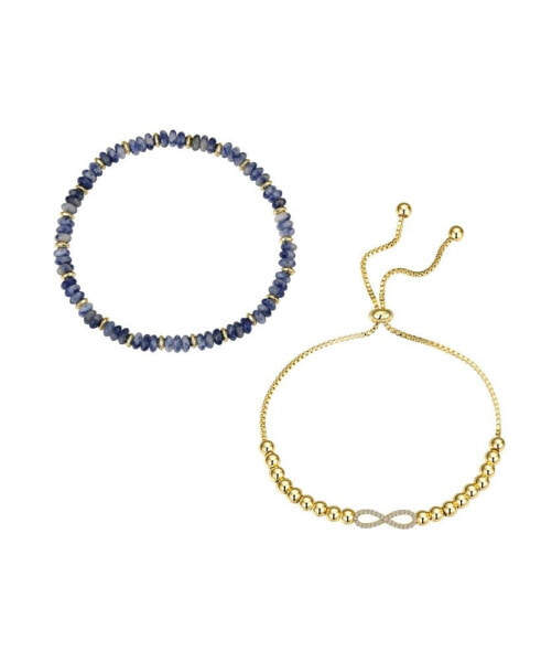 Sodalite Stretch and Infinity Bolo Bracelet Set