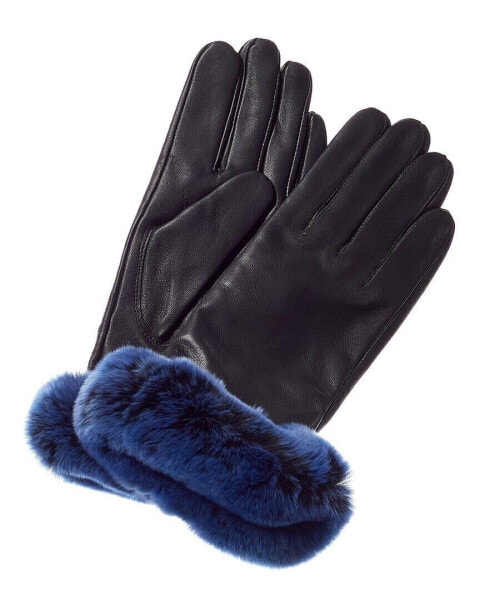 Surell Accessories Cashmere-Lined Leather Gloves Women's