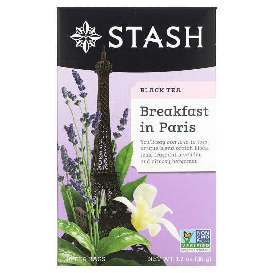 Чёрный чай Stash Tea Эрл Грей, 20 пакетиков, 38 г