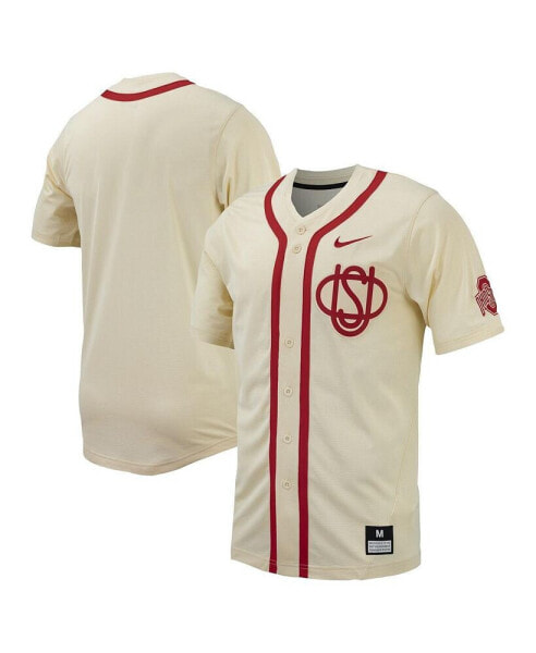 Men's Cream Ohio State Buckeyes Replica Full-Button Baseball Jersey