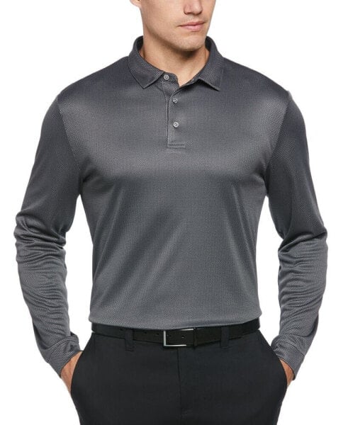 Men's Mini Jacquard Long Sleeve Golf Polo Shirt