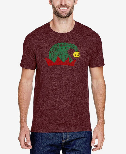 Men's Christmas Elf Hat Premium Blend Word Art T-shirt