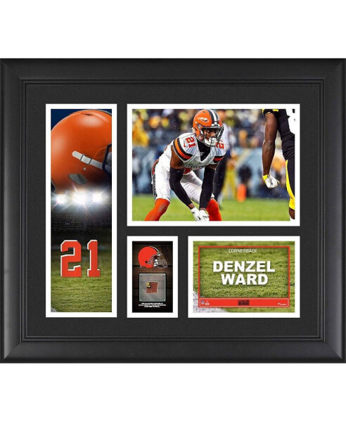 Denzel Ward Cleveland Browns Framed 15" x 17" Player Collage with a Piece of Game-Used Ball