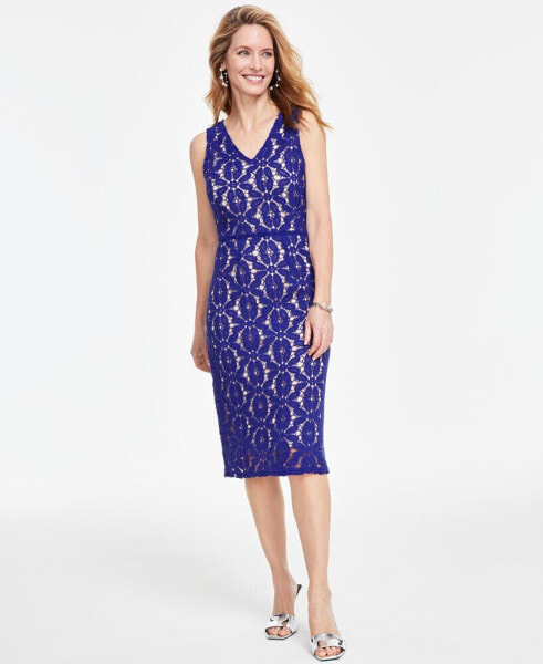 Women's Lace V-Neck Midi Dress, Created for Macy's