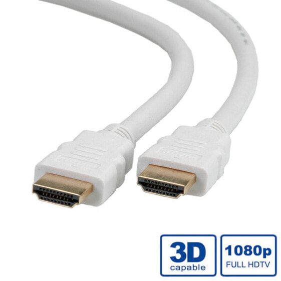 ROLINE HDMI High Speed Cable + Ethernet - M/M 3 m - 3 m - HDMI Type A (Standard) - HDMI Type A (Standard) - 10.2 Gbit/s - White