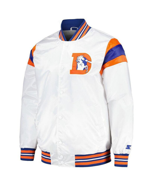 Men's White/Royal Denver Broncos Vintage-like Satin Full-Snap Varsity Jacket