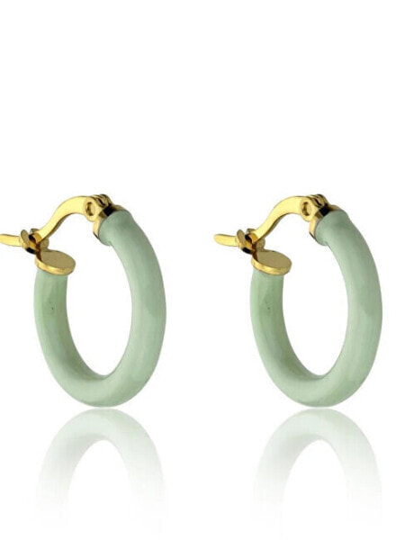 Gold plated hoops with enamel Laura Green Earrings MCE23148G