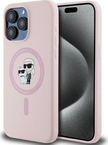 Karl Lagerfeld Karl Lagerfeld KLHMP15LSCMKCRHP iPhone 15 Pro 6.1" różowy/pink hardcase Silicone Karl & Choupette MagSafe