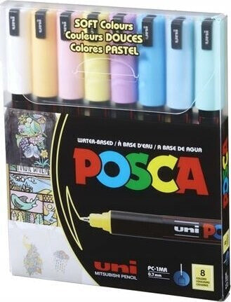 Posca Posca - PC1MR - Extra Fine Tip Pen - Soft Colors, 8 pc /Arts and Crafts /Multi