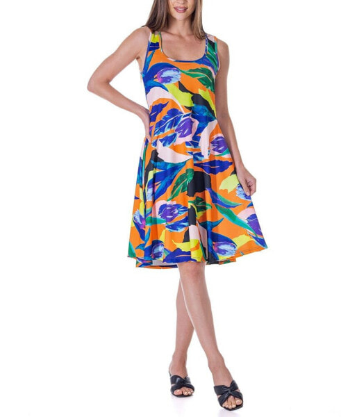 Платье-трапеция 24seven Comfort Apparel Print без рукавов до колена