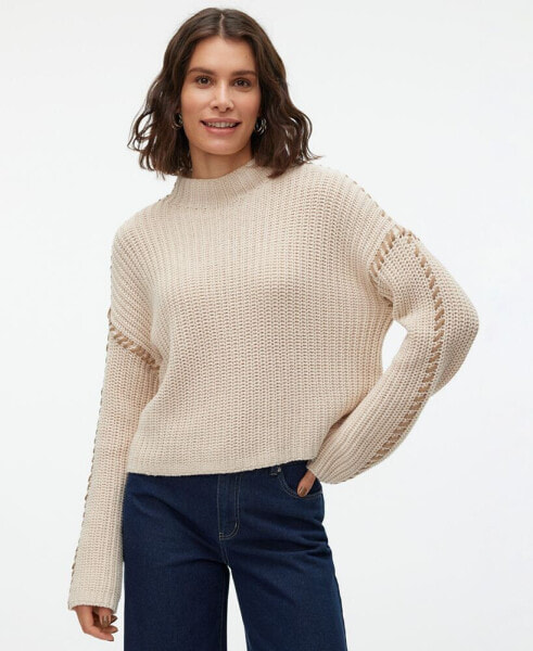 Women's Whipstitched Mock-Neck Sweater