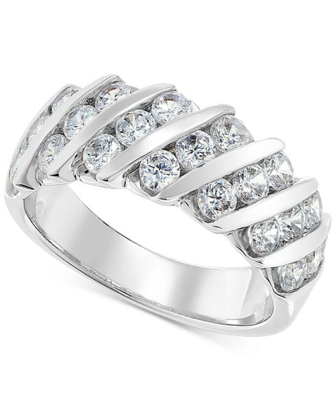 Diamond Diagonal Channel-Set Anniversary Ring (1-1/3 ct. t.w.) in 14k White Gold