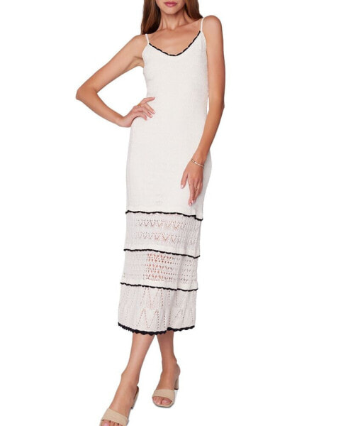 Women's Scallop Crush Knit Midi Dress