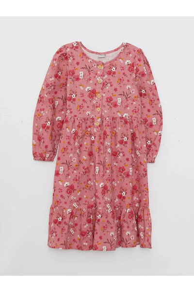Платье для малышей LC WAIKIKI с рисунком на воротнике и длинным рукавом