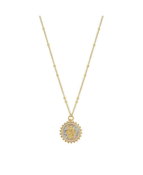 Karma and Luck precious Protection - Gold Plated Hamsa Medallion Necklace