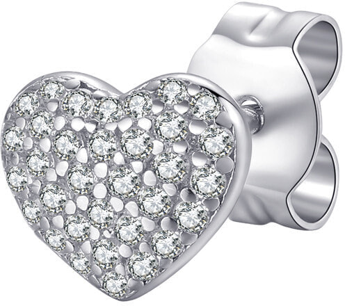 Silver single earrings Heart with zircons Storie RZO046