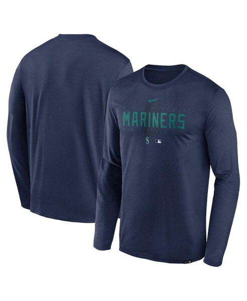 Men's Navy Seattle Mariners Authentic Collection Team Logo Legend Performance Long Sleeve T-shirt