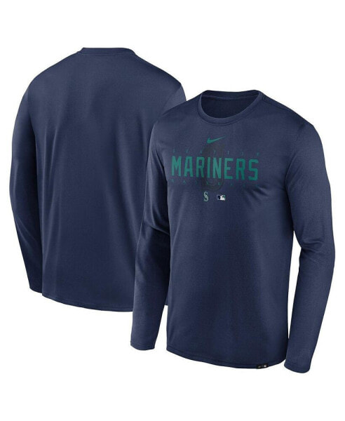 Футболка для мужчин Nike Seattle Mariners Authentic Collection Team Logo Legend Performance с длинным рукавом, цвет Navy