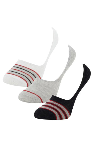 Erkek Çok Renkli Desenli 3'Lü Babet Çorap T7189AZ21SP