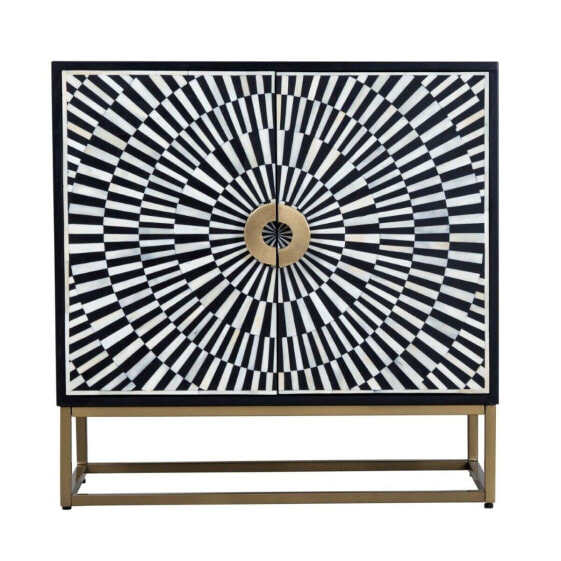 Sideboard Romimex White Black Golden Metal Bone Acacia 80 x 80 x 40 cm