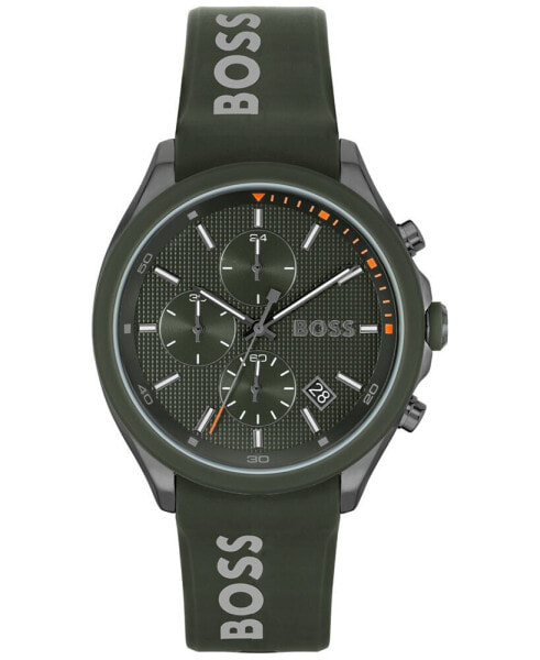 Men's Velocity Quartz Fashion Chronograph Green Silicone Strap Watch 44mm