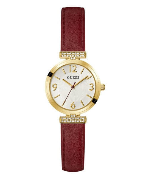 Women's Analog Red Leather Watch 28mm