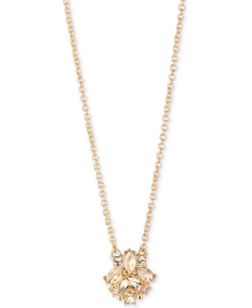 Marchesa gold-Tone Stone Cluster Pendant Necklace, 16" + 3" extender