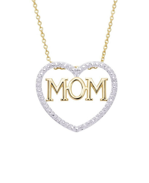 Diamond Accent Gold-plated Mom Heart Pendant Necklace