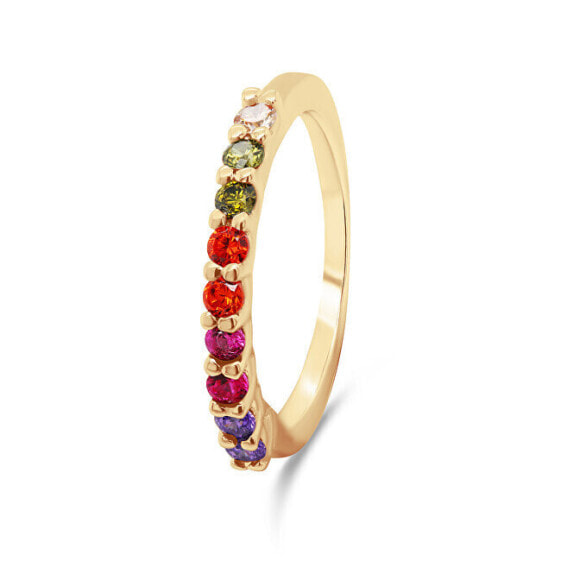 Decent gold-plated ring with colored zircons RI063Y